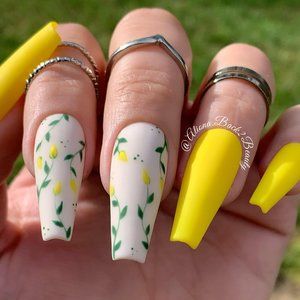 Floral Spring Press on Nails/ Yellow Press on Nails
